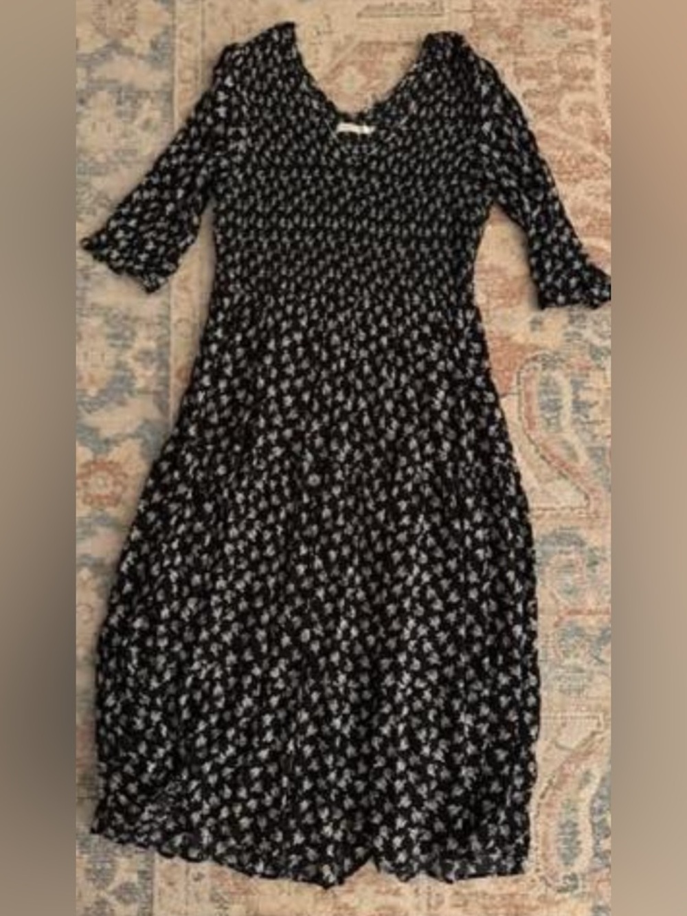Christy Dawn Black Floral Gauze Midi Dress 1X